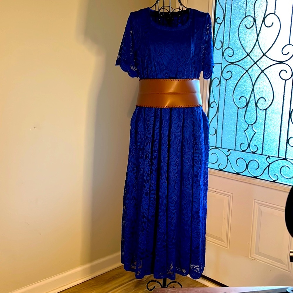 Torrid Blue lace mid length dress